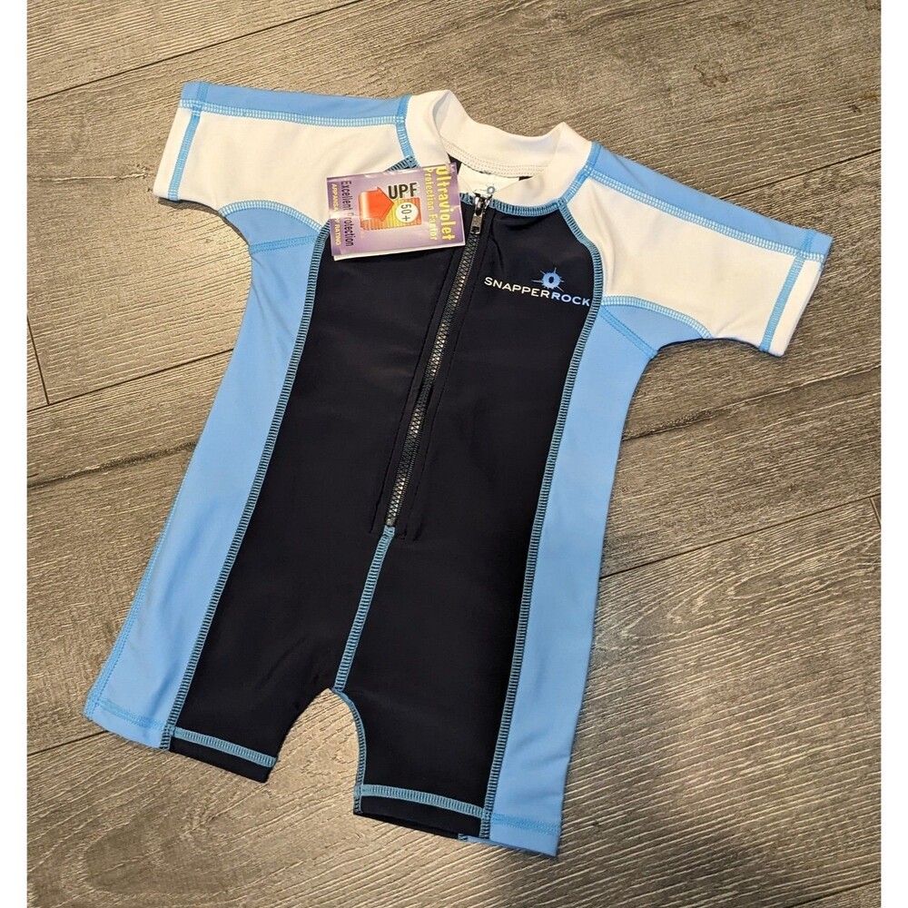 Snapper Rock Baby Boy Swim Sun Suit UPF 50 Blue 0-6M NWT